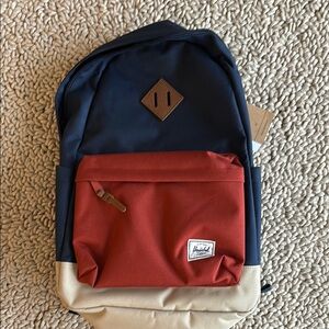Herschel Supply Company Blue and Red Backpack with Color-Blocked Design